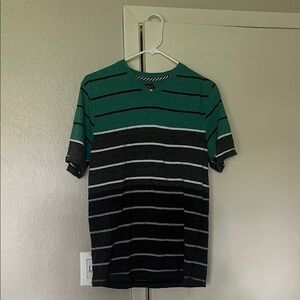 Point Zero Green and Black Striped Tee